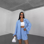 Women's Relaxed Shorts Set with Oversized Shirt