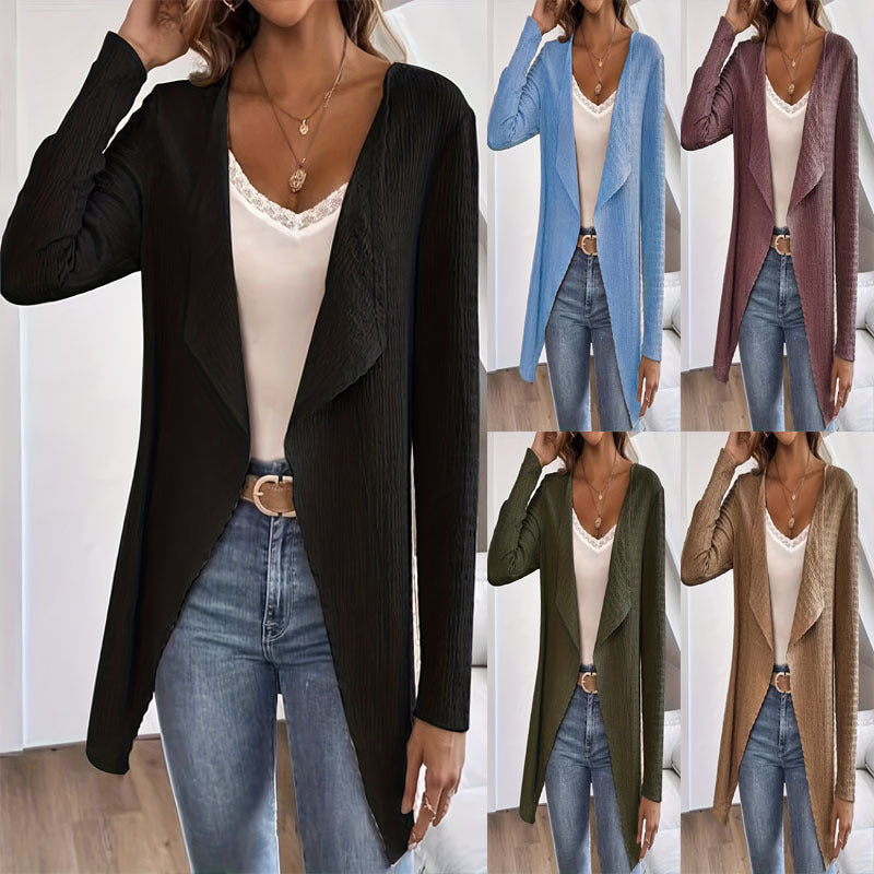 Women's Elegant Asymmetric Textured Cardigan