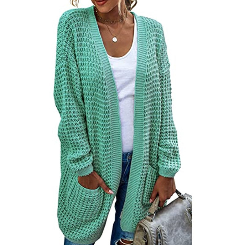 Women's Chunky Knit Cardigan with Casual Fit and Practical Pockets