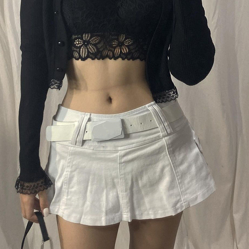 Women's Mini Skirt with Side Pockets and High Waist