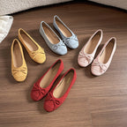 Women's Ballet Flats with Bow Accent and Soft Padding