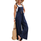 Women's Casual Wide-Leg Jumpsuit with Adjustable Straps