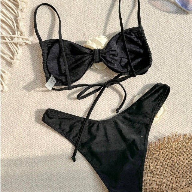 Women's Bandeau Bikini with Floral Details