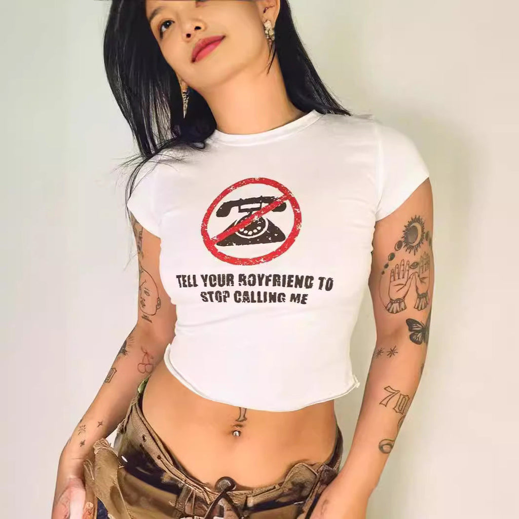 Women's Graphic Slogan Crop T-Shirt