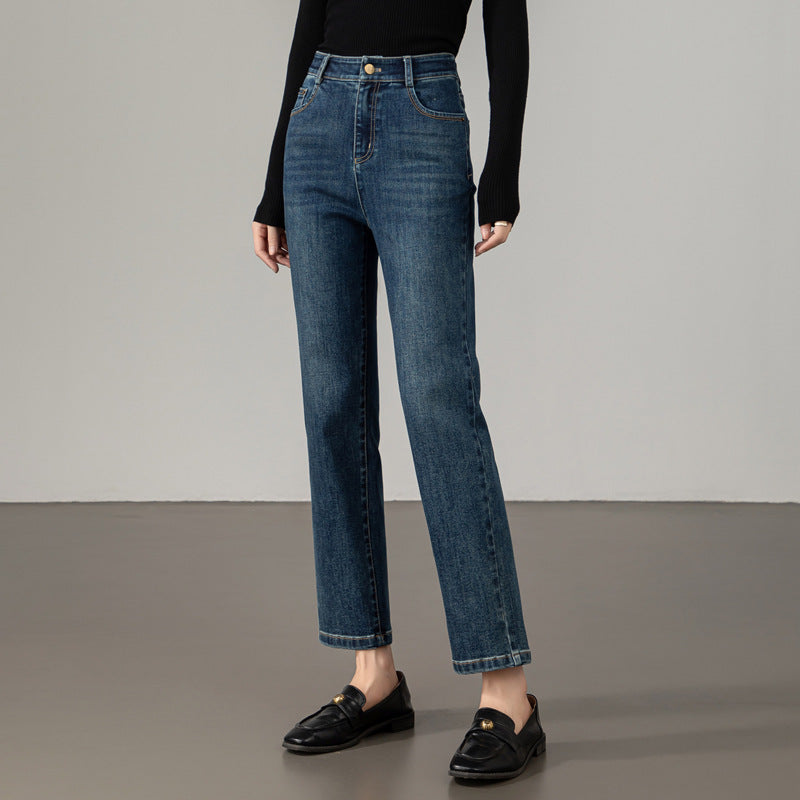 Women's High-Waisted Fabric Trousers