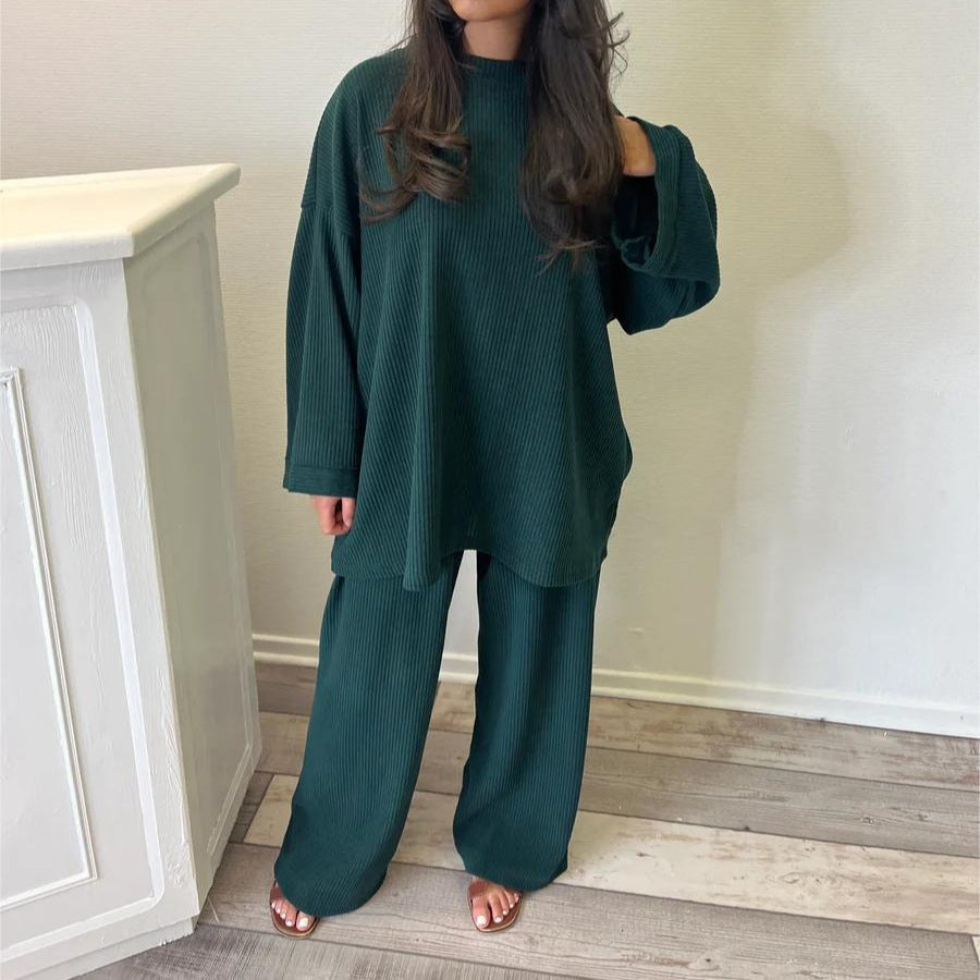 Women's Comfortable and Stylish Ribbed Knit Lounge Set