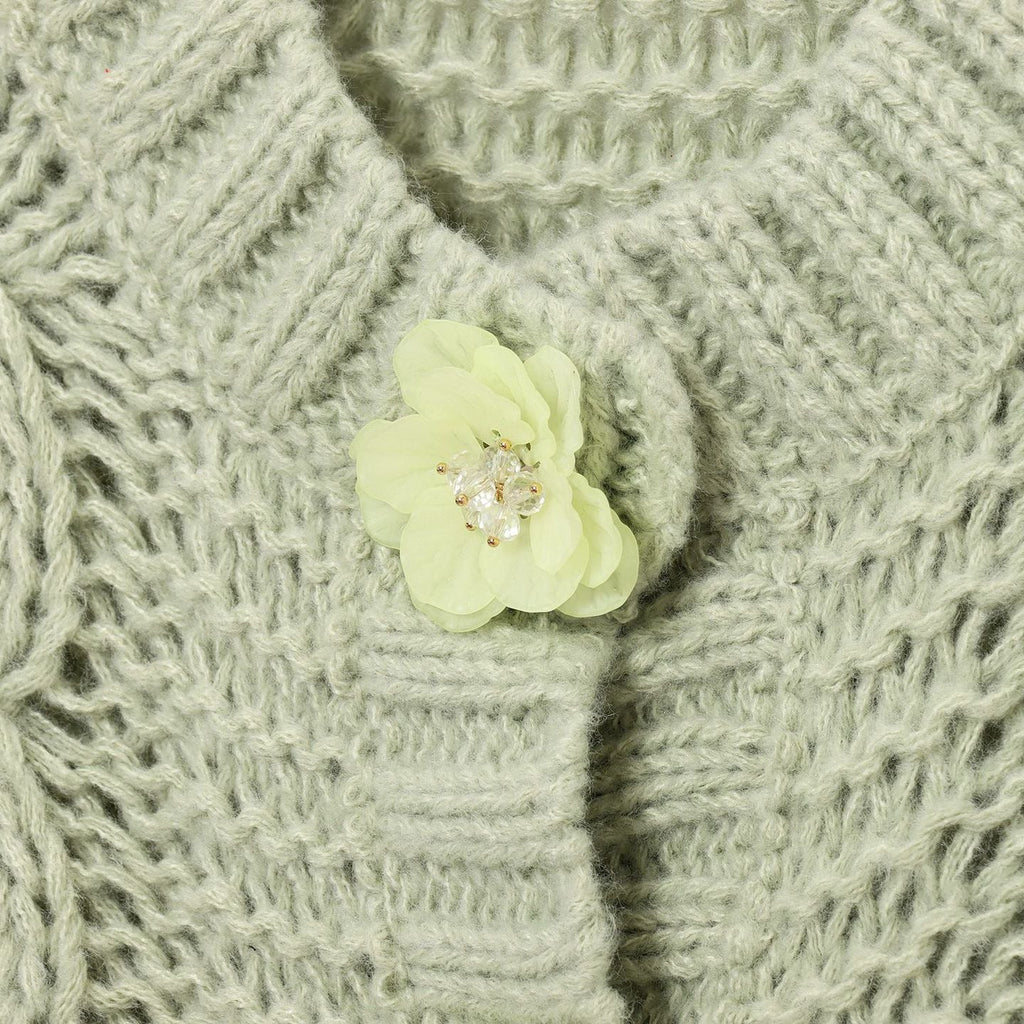 Women's Cropped Cardigan with Floral Detail