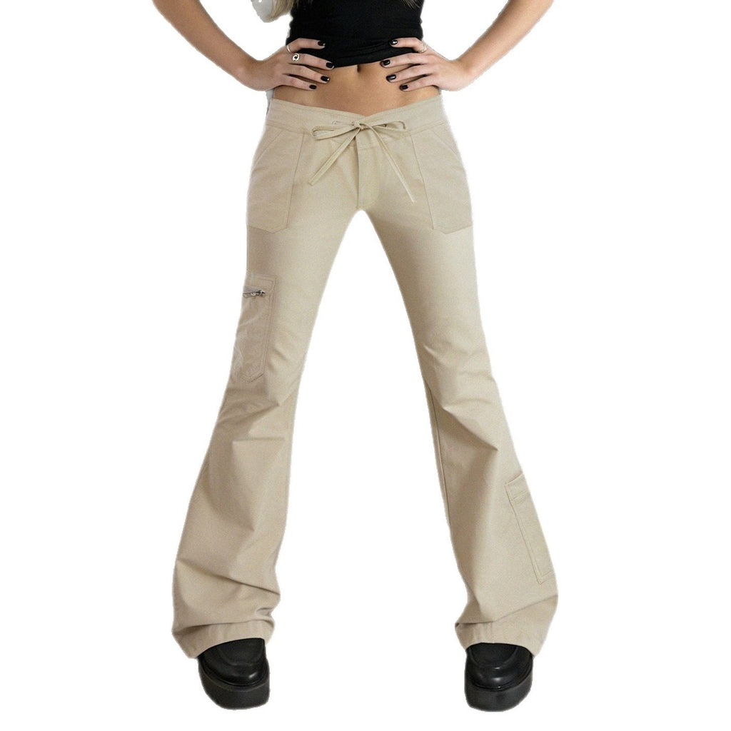 Women's Comfortable Cargo Pants with Elastic Waistband and Practical Side Pockets