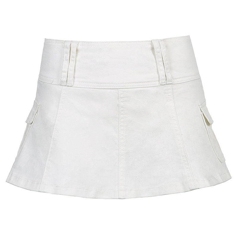 Women's Mini Skirt with Side Pockets and High Waist
