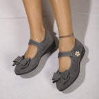 Women's Ballet Flats with Decorative Bow and Comfortable Wedge Heel