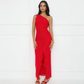 Women's Asymmetrical Maxi Dress with Ruffle Details