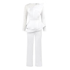 Elegant Jumpsuit with Asymmetric Top and Ruffle Design