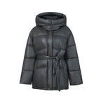 Women's Fashionable Padded Winter Coat with Belt and Hood