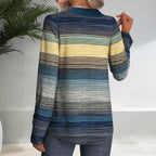 Women's Elegant Long-Sleeve Shirt with Modern Stripe Pattern and Button Details