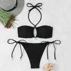 Women's Bandeau Bikini with Bows and Cut-Out