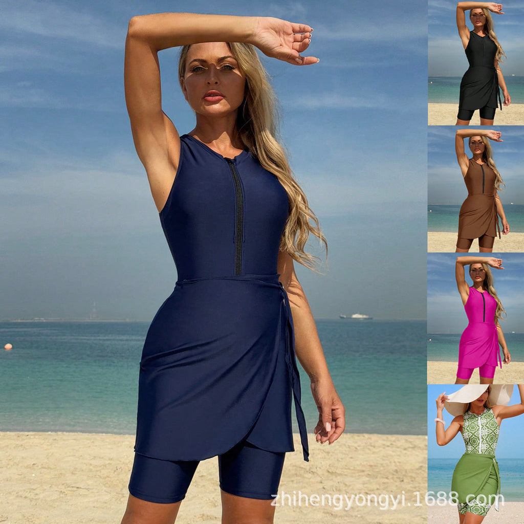 Women's Swimwear with Innovative Zipper and Figure-Flattering Design