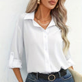 Elegant Long-Sleeve Breathable Cotton Blouse