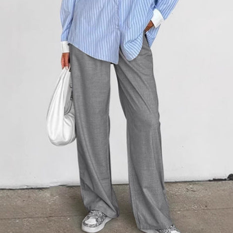 Women's Elegant Wide-Leg Pants with Belt and Pleats