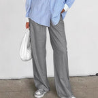 Women's Elegant Wide-Leg Pants with Belt and Pleats