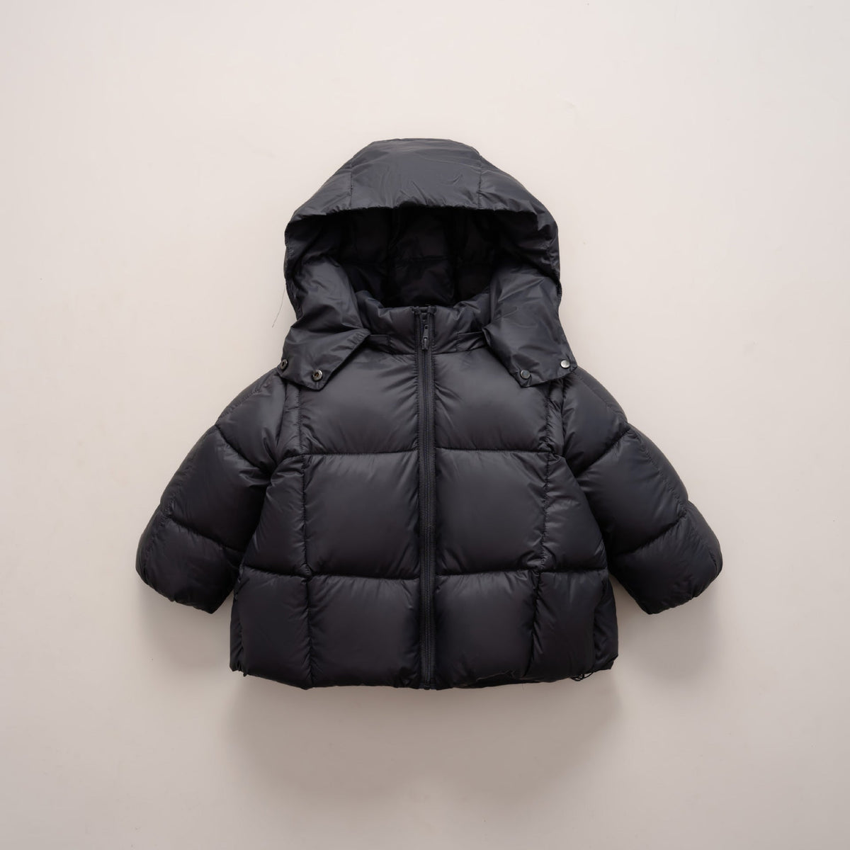 Women's Modern Down Jacket with Detachable Hood and Elastic Cuffs