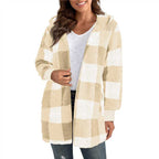 Women's Long Plaid Coat in Soft Material