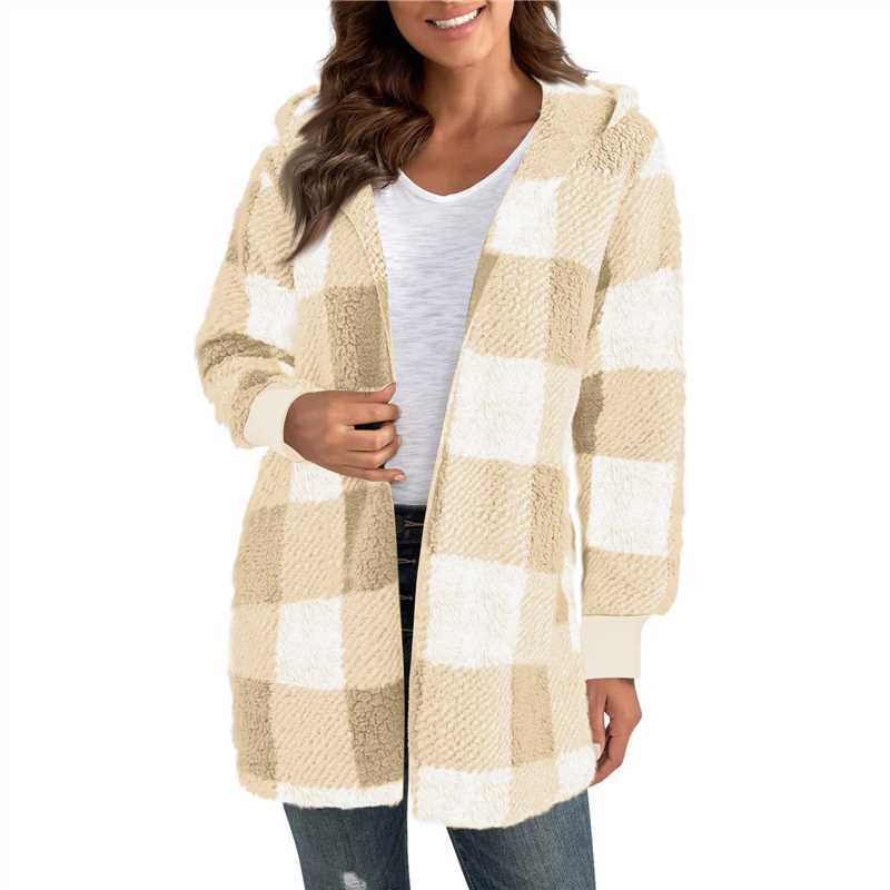 Women's Long Plaid Coat in Soft Material