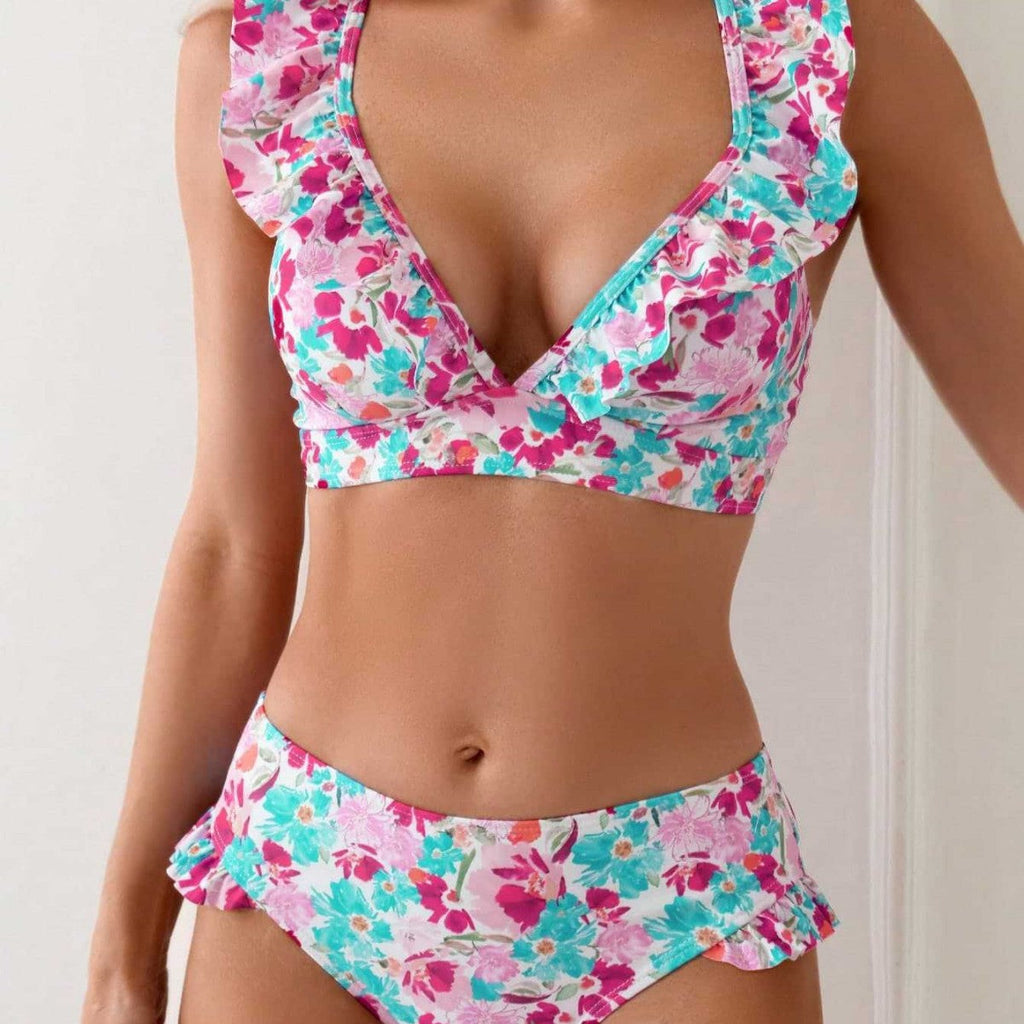 Women's Ruffled Floral Swim Set