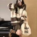 Women's Chunky Knit Sweater with Fashionable Stripe Pattern and Casual Fit