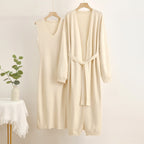 2-Piece V-Neck Dress and Cardigan Set