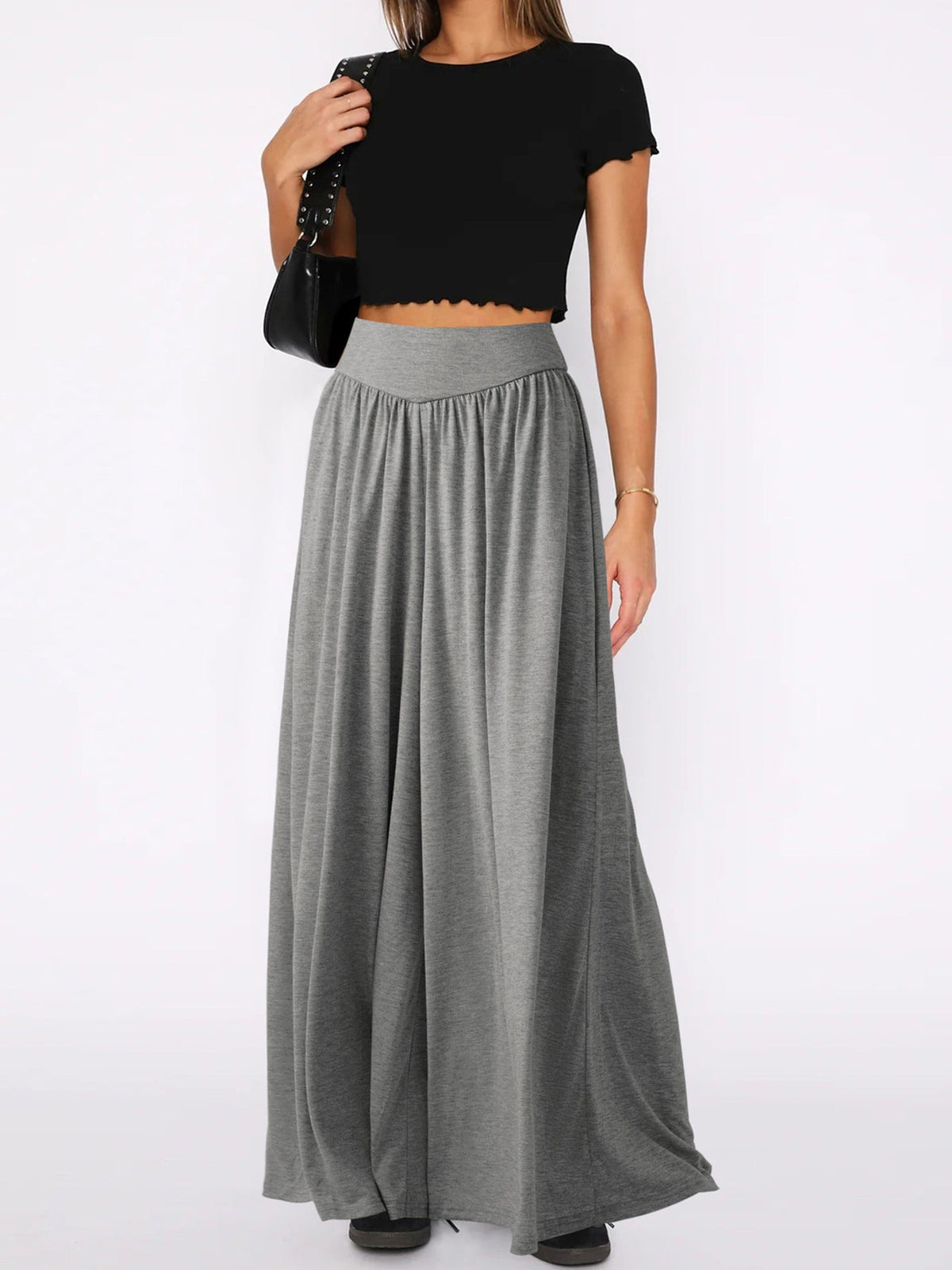 Women's Maxi Skirt with Elastic Waistband and Flowing Cut