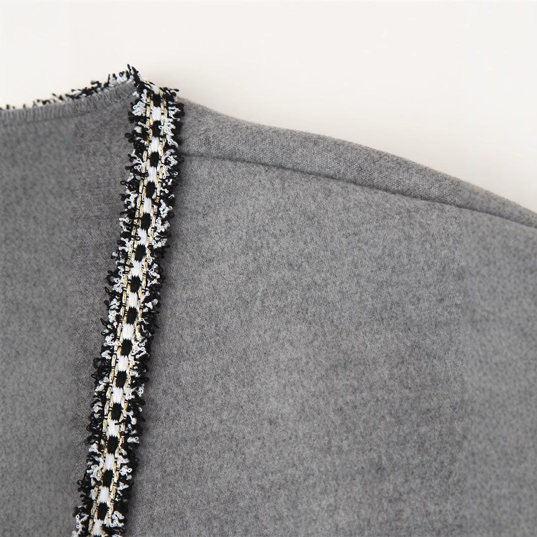 Elegant Women's Wrap Jacket with Contrasting Trim