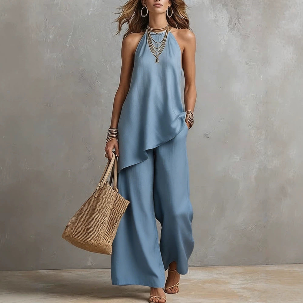 Women's Airy Jumpsuit with Asymmetrical Cut