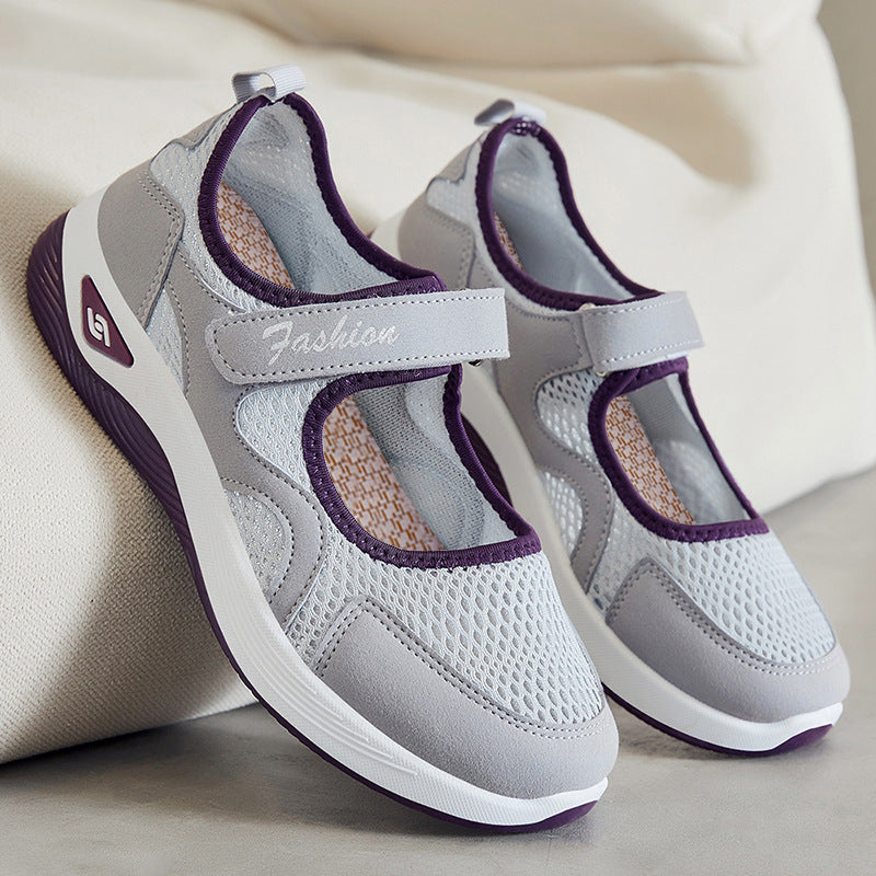 Women's Breathable Casual Shoes with Adjustable Hook-and-Loop Closure