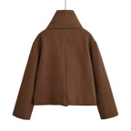 Women's Elegant Cropped Jacket with Large Collar