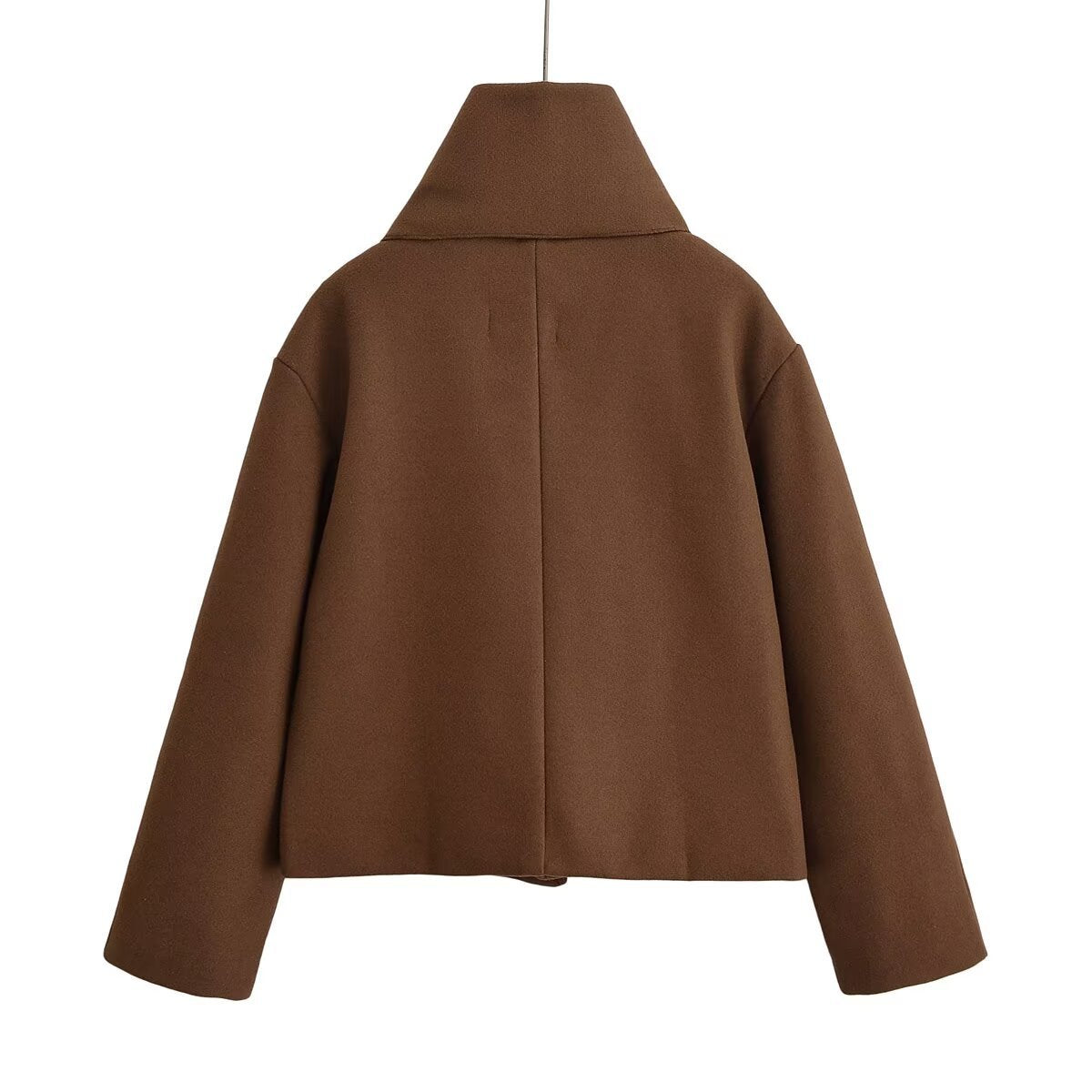 Women's Elegant Cropped Jacket with Large Collar