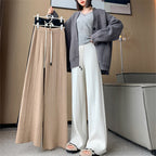 Women's Comfortable High-Waisted Knit Pants with Drawstring