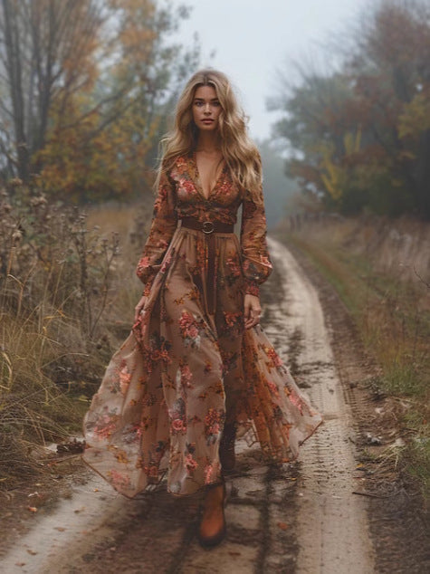 Boho V-Neck Maxi Dress