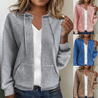 Women's Waffle Knit Jacket with Pockets