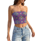 Women's Floral Bandeau Top with Elastic Fabric