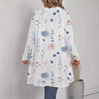 Ladies Floral Longline Cardigan with Open Cut