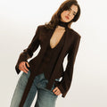 Women's Blazer with High Neck and Voluminous Sleeves