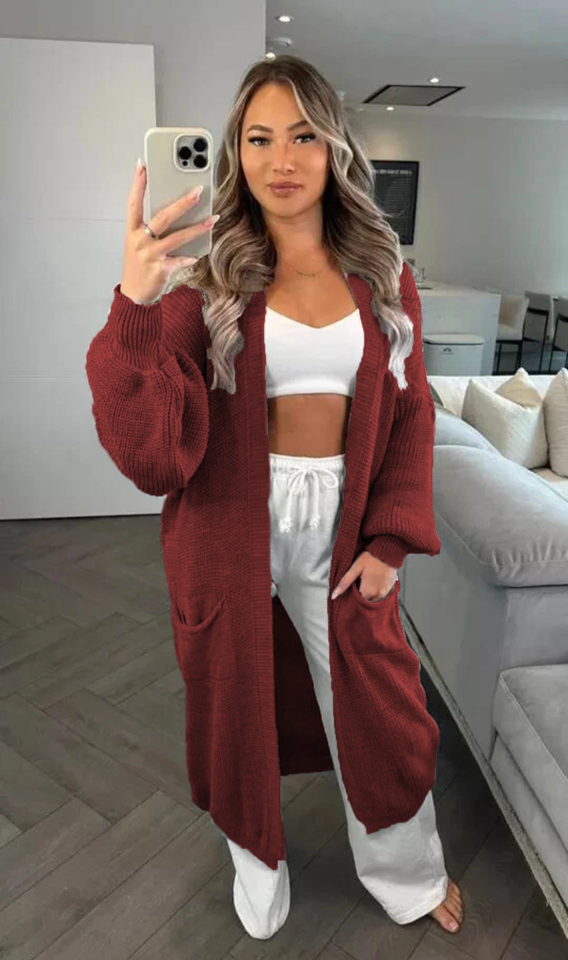 Women's Casual Knit Coat with Deep Pockets