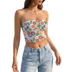Women's Floral Bird Print Bandeau Top
