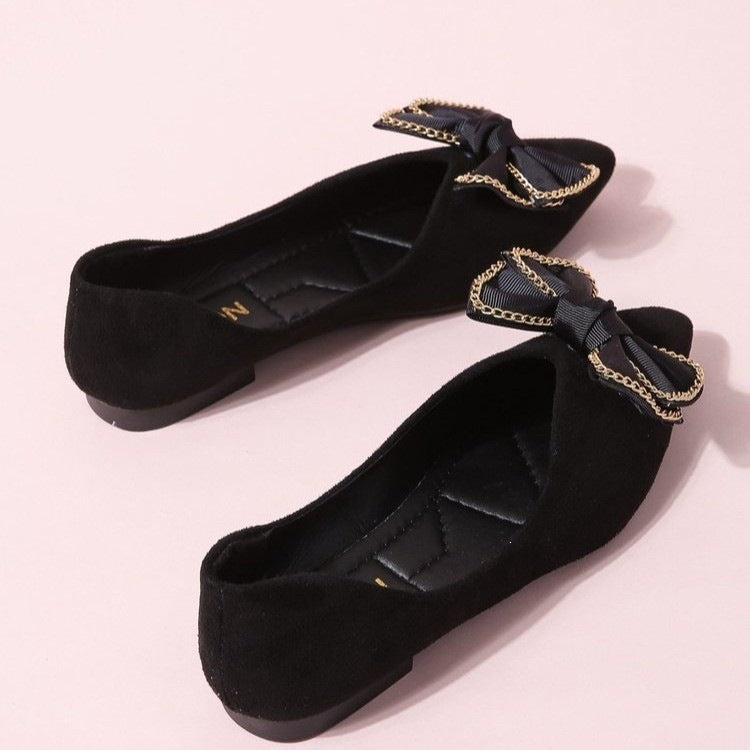 Women's Ballet Flats with Elegant Bow Design
