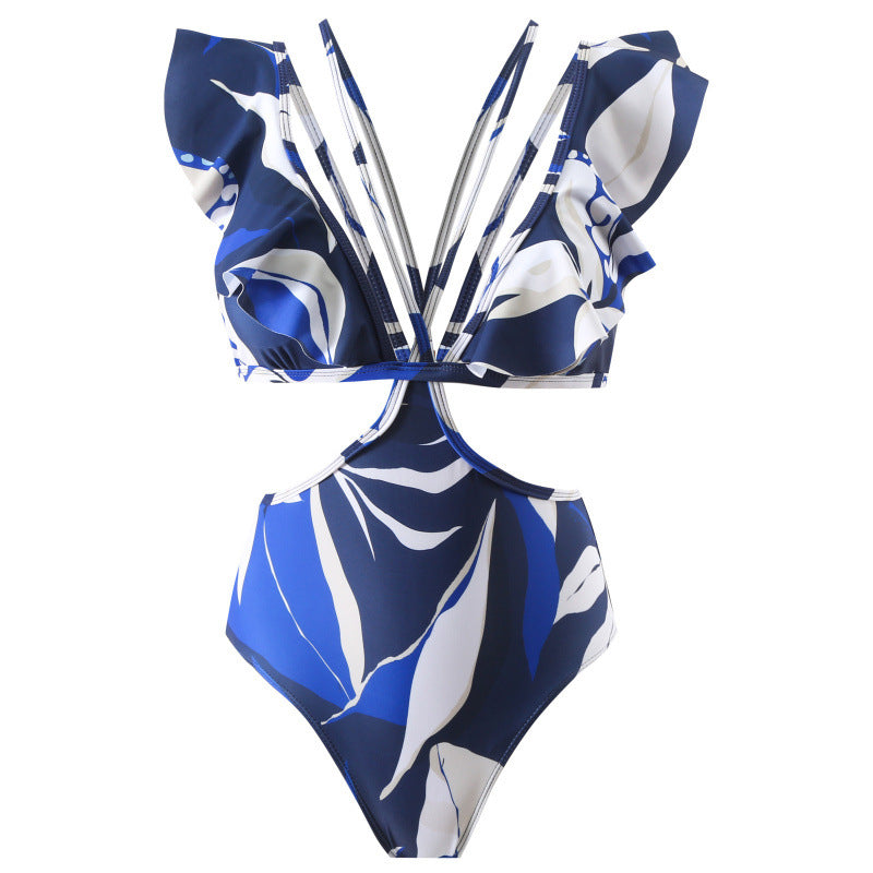 Women's Swimsuit with Wrap Design and Ruffle Details