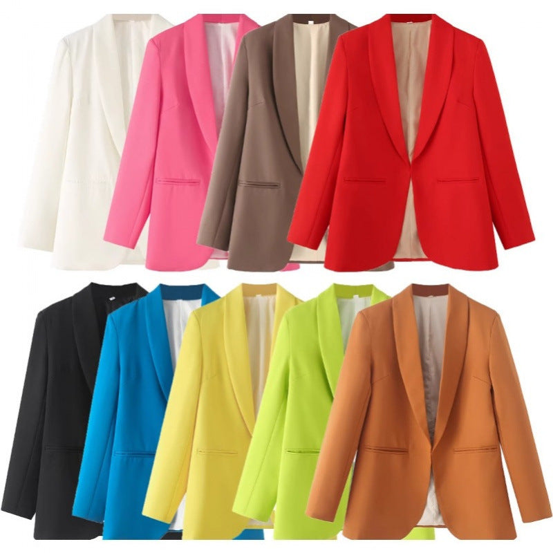 Elegant Women's Blazer with Unique Cut and Pockets