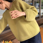 Women's Cozy Knit Sweater with Casual Cut and Airy Sleeves