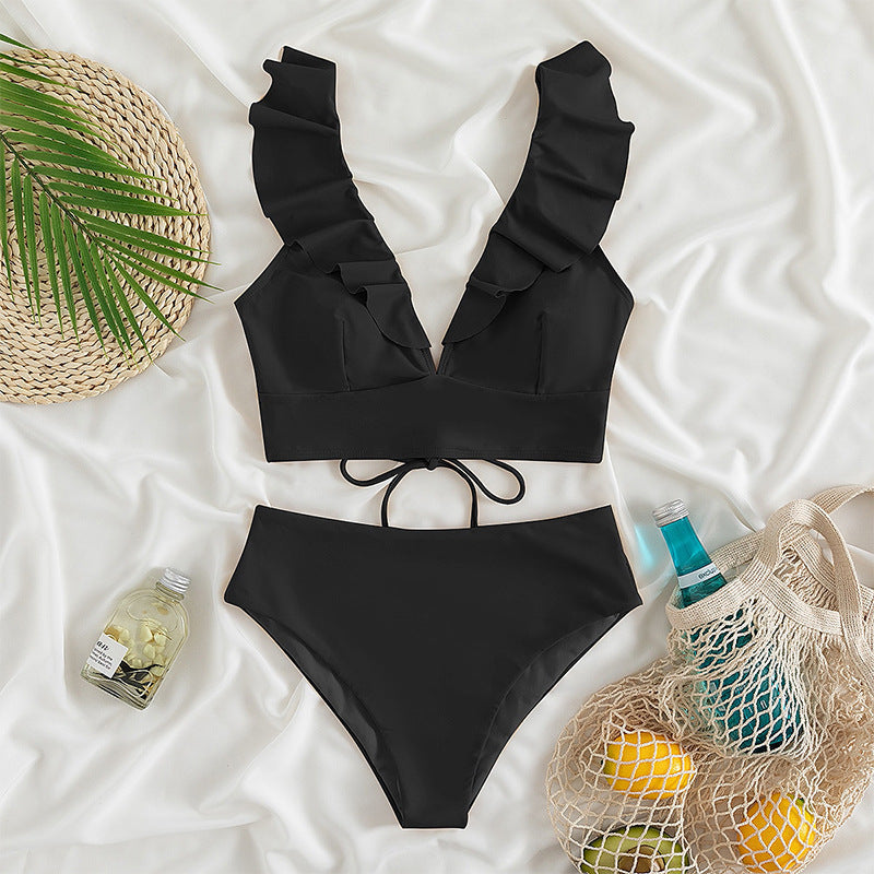 Women's Ruffled High-Leg Swimsuit