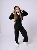 Women's Comfortable Velvet Suit with High-Neck Zipper