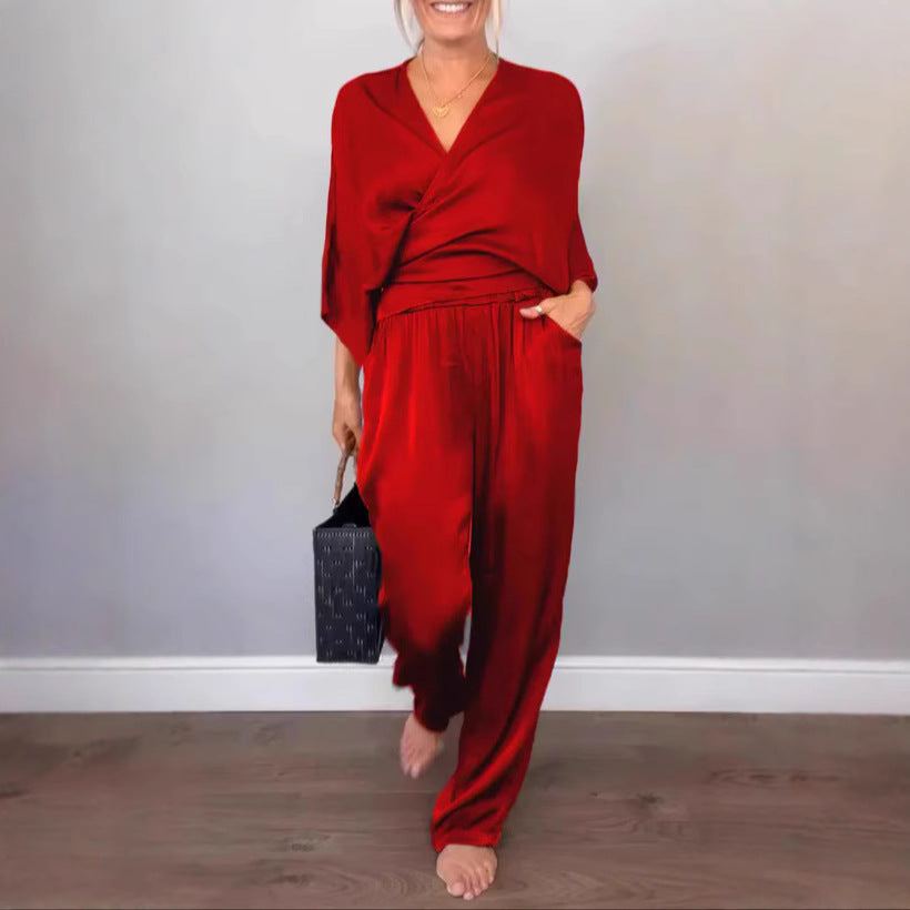Elegant and Comfortable Satin Pantsuit